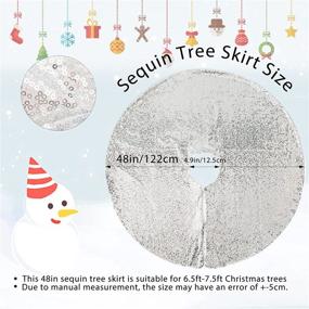 img 3 attached to 🎄 Silver Sequin 48-Inch Christmas Tree Skirt - Round Sparkle Fabric Xmas Tree Skirt Mat for Holiday Decorations
