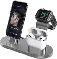 🔌 олебр зарядная стойка: space grey совместима с airpods, iwatch series 6/7/se/5/4/3/2/1, phone series 13/12/12 pro/max/11/11 pro/max/xs/x max/xr/x/8/8plus/7/7 p/6s/6s p. требуется оригинальный кабель. логотип