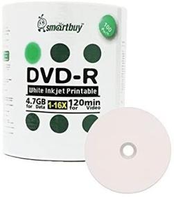 img 1 attached to 📀 Smart Buy 100 Pack DVD-R 4.7GB 16x White Printable Inkjet Blank Media Record Disc - High-Quality 100 Disc 100pk Bundle