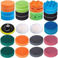 🚗 vonderso 4 inch car foam drill polishing pads kit - 30 piece set for car sanding, polishing, waxing - includes 2 wool polishers, 10 scouring pads, suction cup, drill adapter logo