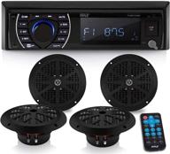🔊 waterproof marine head unit receiver speaker kit - in-dash lcd digital stereo with built-in bluetooth, microphone, am fm radio system, 6.5’’ speakers (4), mp3/sd readers, remote control - pyle plmrkt48bk логотип
