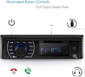 img 2 attached to 🔊 Waterproof Marine Head Unit Receiver Speaker Kit - In-Dash LCD Digital Stereo with Built-in Bluetooth, Microphone, AM FM Radio System, 6.5’’ Speakers (4), MP3/SD Readers, Remote Control - Pyle PLMRKT48BK