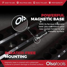 img 2 attached to 🔧 Magnetic Socket Organizer Set by Olsa Tools - 3 Pieces, Metric Black, 1/2, 3/8 & 1/4-inch Drive, Holds up to 75 Sockets