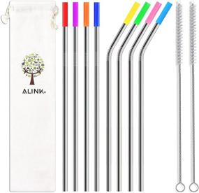 img 4 attached to 🥤 8-Pack Stainless Steel Straws, 10.5” Long Reusable Metal Straws for 20 30 OZ Yeti Tumbler, RTIC, Tervis, Mason Jar - Includes 8 Silicone Tips, 2 Cleaning Brushes, and Carrying Case