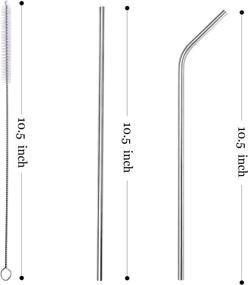 img 3 attached to 🥤 8-Pack Stainless Steel Straws, 10.5” Long Reusable Metal Straws for 20 30 OZ Yeti Tumbler, RTIC, Tervis, Mason Jar - Includes 8 Silicone Tips, 2 Cleaning Brushes, and Carrying Case