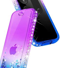 img 1 attached to E-Began Protective Case Compatible With Apple TV Siri Remote 4K / 4Th / 5Th Generation - Glitter Liquid Quicksand Waterfall Floating Sparkle Bling Diamond Shockproof Cover -Purple/Blue