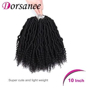 img 1 attached to 💣 Волнообразные пряди для крючкотворения "Bomb Twist Crochet Hair": пряди Spring Twist длиной 10 дюймов в 6 пакетах - предварительно закрученные Passion Twist, предварительно с петлями, синтетическое наращивание косичек для женщин (1B#)