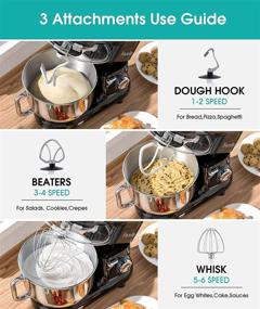 img 2 attached to 🥣 Facelle 660W Stand Mixer - Automatic and Intelligent Kitchen Electric Mixer with 6-Speed Control, Tilt-Head Design, and 360° Fast Mix Dough Hook/Whisk/Beater for Baking, Cakes, Cookies (6.0 QT Bowl, Black)