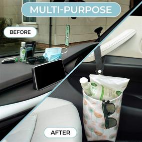 img 1 attached to 🐻 Humble Bear Small Car Trash Can - Cute, Portable, and Collapsible Garbage Bag for Car - Waterproof Car Garbage Can for Back Seat, Front Seat, Floor, Headrest, Console Waste Bin - Rubbish Basket in White