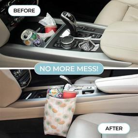 img 2 attached to 🐻 Humble Bear Small Car Trash Can - Cute, Portable, and Collapsible Garbage Bag for Car - Waterproof Car Garbage Can for Back Seat, Front Seat, Floor, Headrest, Console Waste Bin - Rubbish Basket in White