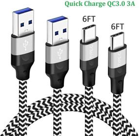 img 4 attached to High-Speed 6FT 2Pack Charger Cord for Samsung Galaxy A51 A71 A52 🔌 A42 5G, Pixel3 XL & T-Mobile REVVLRY+: Fast Charging USB Type C Phone Wire