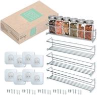 efficient spice rack organizer for cabinet door | no drill adhesive hanging 🧂 option | wall mount | pantry & cabinet storage holder - set of 4 shelves logo