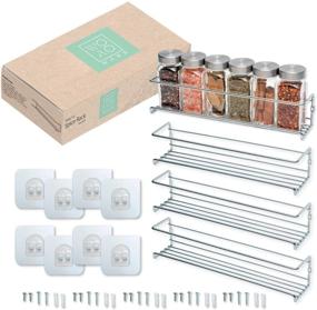 img 4 attached to Efficient Spice Rack Organizer for Cabinet Door | No Drill Adhesive Hanging 🧂 Option | Wall Mount | Pantry & Cabinet Storage Holder - Set of 4 Shelves