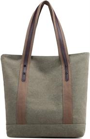 img 4 attached to Stylish Women's Canvas Shoulder Bags: 👜 Retro Casual Handbags for Work, Tote Purses