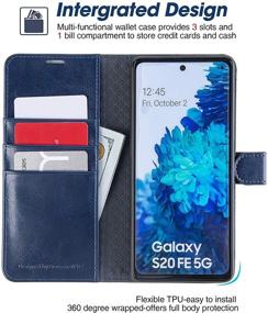 img 2 attached to 📱 OCASE Samsung Galaxy S20 FE 5G Case: PU Leather Flip Wallet with Card Holders, Stand, Tempered Glass Screen Protector - Blue, 6.5 Inch