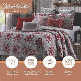 img 3 attached to 🛏️ King Size Virah Bella Quilt Bedding Set - Carolina Red Lightweight Reversible Quilt with 2 Matching Pillow Shams - Cozy & Beautiful Lodge-Themed Bedding