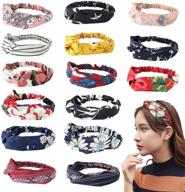 🌸 boho style headbands: thunaraz 15pcs headwraps for women & girls - knotted floral hair bands with criss cross detailing logo