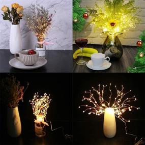 img 1 attached to 🎆 Waterproof Hanging Decorative Lights, Battery Powered 200 LED Firework Lights with Remote Control - Perfect for Gardens, Courtyards, Porches and Christmas Party Decorations - Warm White Starburst Lights