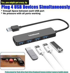 img 2 attached to 🔌 High-Speed 4-Port USB Hub 3.0, T-Sound Laptop USB Splitter, Keyboard and Mouse Adapter for Dell, Asus, HP, MacBook Air, Surface Pro, Acer, Xbox, Flash Drive, HDD, Console, Printer, Camera