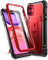 📱 poetic revolution series iphone 11 rugged case - metallic red | dual-layer shockproof protective cover with built-in screen protector for apple iphone 11 (2019) 6.1 inch logo