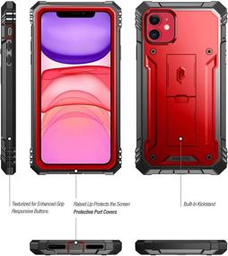 img 3 attached to 📱 Poetic Revolution Series iPhone 11 Rugged Case - Metallic Red | Dual-Layer Shockproof Protective Cover with Built-in Screen Protector for Apple iPhone 11 (2019) 6.1 Inch