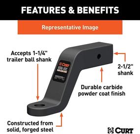 img 1 attached to 🚚 CURT 45458 Heavy-Duty Forged Trailer Hitch Ball Mount, Compatible with 2-1/2-Inch Receiver, 20,000 lbs Capacity, 1-1/4-Inch Hole, 4-Inch Drop, 2-1/2-Inch Rise, Black Finish, Class V