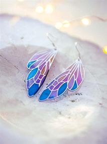 img 1 attached to 🦋 Dangle Earrings with Gradient Color Butterfly Wings - Delicate and Elegant Gift for Women and Girls