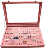 🍑 wuligirl velvet clear lid earring organizer - jewelry display showcase holder case for earrings storage, stackable & lockable (peach earring) логотип