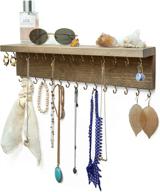 rustic wood ilyapa wall mounted jewelry organizer shelf - necklace holder, earring & bracelet hanger rack логотип