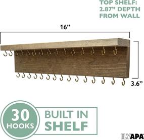 img 3 attached to Rustic Wood Ilyapa Wall Mounted Jewelry Organizer Shelf - Necklace Holder, Earring & Bracelet Hanger Rack