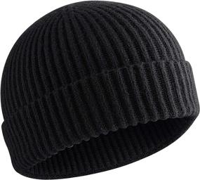 img 4 attached to 🧢 Warm Wool Cuffed Short Knit Fisherman Beanie Hat for Men and Women - Ideal for Winter