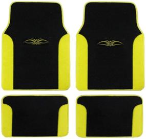 img 1 attached to 🌈 Universal Tribal Tattoo Design 2 Tone Car Floor Mats - Vinyl, Yellow (Set of 4) for Car Trucks