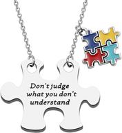 wsnang autism awareness necklace - understanding autism motivational puzzle piece pendant for autism support - don't judge what you don't know - perfect autism supporter gift logo