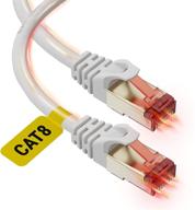 🔌 high-speed cat8 ethernet cable - 3 ft (2 pack) rj45 connector - double shielded stp - 10gbps 600mhz - premium cat 8 network patch cable (0.9m) lan cord - 3 feet logo