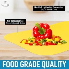 img 2 attached to Zulay Kitchen Non-Slip Flexible Cutting Board - Dishwasher Safe Cutting Mats For Cooking 🔪 - Thick & Durable Flexible Cutting Mats - Non-Porous Cutting Board Mat Set of 3