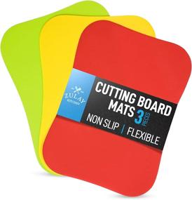 img 4 attached to Zulay Kitchen Non-Slip Flexible Cutting Board - Dishwasher Safe Cutting Mats For Cooking 🔪 - Thick & Durable Flexible Cutting Mats - Non-Porous Cutting Board Mat Set of 3