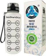three drops of life 50oz large sport water bottles: ultimate hydration with high capacity and smart time marker logo