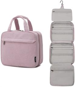 img 4 attached to IMYTH Travel Toiletry Bag for Women: Large Canvas Hanging Organizer for Full Sized Toiletries (Pink)