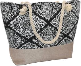 img 3 attached to Waterproof Oversized Beach Canvas Handbags, Wallets, and Totes for Women