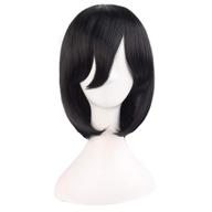 💇 mapofbeauty 14"/35cm black straight hair cosplay wig: perfect for female models with medium length hair logo