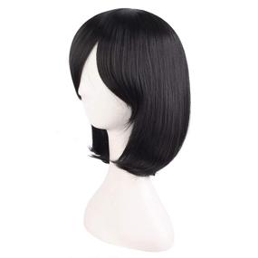 img 2 attached to 💇 MapofBeauty 14"/35cm Black Straight Hair Cosplay Wig: Perfect for Female Models with Medium Length Hair