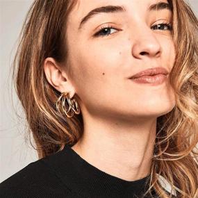 img 3 attached to 👂 EASYSO Hypoallergenic 14K Gold Plated Hoop Earrings for Women with Sensitive Ears, Lightweight Chunky Open Hoops, Silver Post Split Huggie Earrings for Teen Girls & Mother's Day (Huggie)