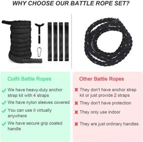 img 3 attached to 💪 Upgraded Durable Battle Ropes with Anchor Kit and Protective Cover - Colfit Poly Dacron Heavy Battle Rope for Effective Core Strength Training, Crossfit, Cardio Workout, and Fitness Exercise