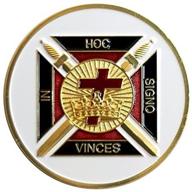 🔱 white and gold knights templar round masonic auto emblem - 3'' diameter - enhanced seo logo