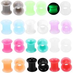 img 4 attached to 🎯 Xpircn 12 Pairs Silicone Tunnels: Double Flared Ear Gauges in Mixed Colors 3mm-25mm - Flexible Stretching Ear Piercing Jewelry