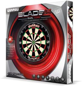 img 1 attached to 🎯 Enhanced Winmau Blade 5 Dual Core Bristle Dartboard for Increased Scoring Area, Improved Dart Deflection, and Reduced Bounce-Outs - BLACK WHITE RED, 1.50 x 17.75 x 17.75 inches