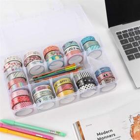 img 1 attached to 📦 SGHUO 15 Large Grids Organizer Box for Washi Tape - 2 Pack Plastic Storage Box with Dividers for Ribbon, Crafts, Art Supply, Sewing, Thread - 10.9X6.5X2.2inch