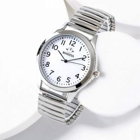 img 1 attached to ⌚ Timelessly Elegant: Men's Easy Reader Pleasant Street Stainless Steel Expansion Band Watch in Silver