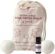 wool dryer balls by plant therapy + sparkling lavender laundry essential oil blend 10 ml | 100% new zealand wool, extra large size | eco-friendly & reusable natural fabric softener | all-natural logo