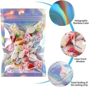 img 2 attached to 🌈 Holographic Ziplock Bags - 100 Pieces 5.5 x 7.9 Inch Resealable Smell Proof Bags for Food Storage, Candy, Jewelry, Foil Pouch | Buy Now!